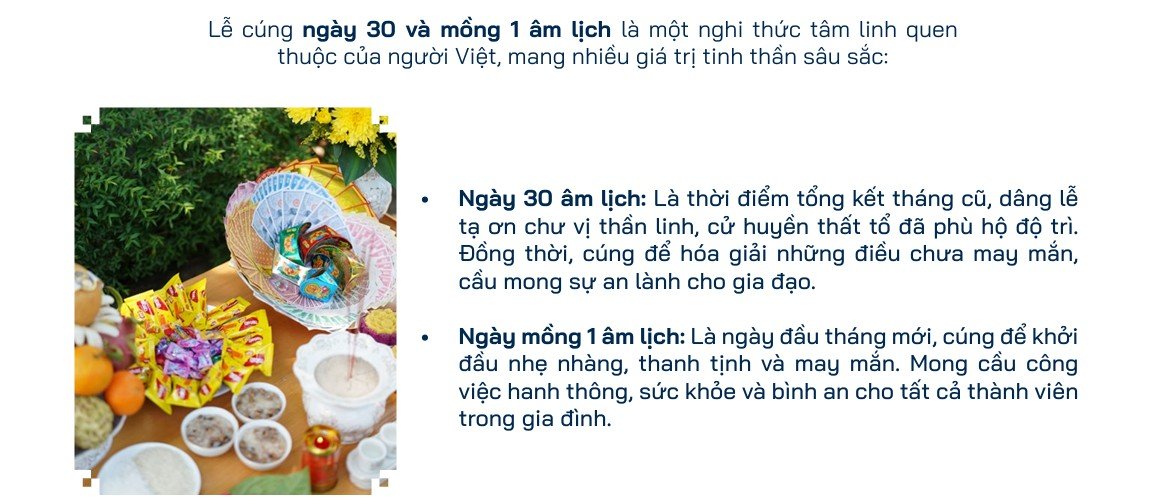Ý nghĩa và mục đích mâm lễ cúng ngày 30 và mùng 1